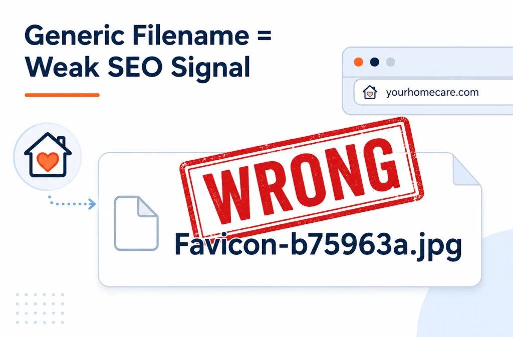 Name your FAVICON strategically with Brand Name + Top Service for an SEO win.